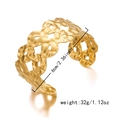 Detailed view of gold wide cuff bracelet with hammer texture and 6cm diameter size mark - Hammered Texture Double Layer