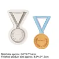 Siliconen fondant mal met winnaarsmedaille ontwerp, lint en olijftak textuur - 4# Medaille / Grijs