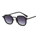 Retro square mixed frame sunglasses featuring black trim and purple gradient lenses - C2 Black Frame Gradient Grey Lens