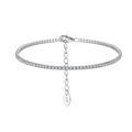 Elegant S925 sterling silver tennis bracelet with sparkling zirconia stones finish - Machine-made Tennis Chain 1.5mm White Zirconium Electroplated White Gold Approx. 2.61g.