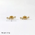 Gold plated curved stud earrings with white zircons measuring 12mm and 0.5g - Gold