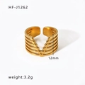 Französischer Vintage 18k Gold mehrlagiger offener Ring mit dekorativen kleinen Perlen - Fünfschichtiger Perlen-V-Form-Stil (HF-J1262)