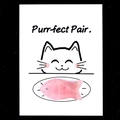 Fish shaped pink rose quartz crystal massage stone on cat illustration card - Rose Quartz