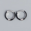 Orecchini a cerchio in argento sterling S925 con finitura smaltata nera minimalista - Oro Bianco (Nero)