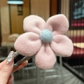 Handmade pink and blue felt rose flower hair claw clip with a soft textured finish - 050 Felt Flower - Pink