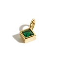 Golden square stainless steel pendant with emerald green stone for necklaces - May Pendant with Chain