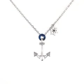 Collana in argento S925 con ciondoli ancora e timone con cristalli blu scintillanti - Argento 925 / Oro Bianco
