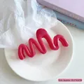 Glossy rose red wavy claw clip for thick hair, 10.5cm size in minimalist style - Red