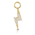 Golden lightning bolt charm with micro-pave clear zircon stones and a top ring - CC031 Lightning / Gold