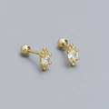 Orecchini a perno in argento S925 placcato oro con zircone rotondo e chiusura a vite - Argento 925 / Oro