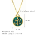 Gold Libra zodiac necklace with teal glitter pendant in stainless steel for women - Libra