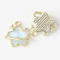 Close-up of golden star and planet charms with blue iridescent stone for jewelry making - Gold Base Blue