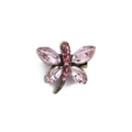 Dettaglio della spilla a forma di libellula con gemme rosa e cristalli incastonati - Libellula - Rosa