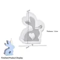 3D heart bunny silicone mold for Easter candles, 13x10x3.5cm size, translucent white material - Heart Bunny Candle Holder 01