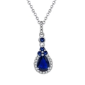 Elegant 925 sterling silver necklace with a pear-cut blue sapphire zircon pendant - Lzn10-p