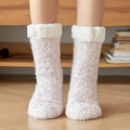 Chaussettes de cabine doublées sherpa en mélange rose et bleu pour confort d'hiver - Taille unique / Fil Doudou Rose