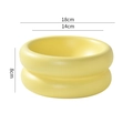Yellow ceramic donut bowl with dimensions: 18cm diameter, 14cm inner, and 8cm height - Double Layer Donut Bowl / Milk Yellow