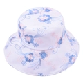 Elegant white bucket hat with floral embroidery for women's outdoor sun protection - Blue