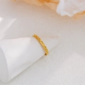 Minimalistische 18K vergulde titanium stalen ring met sprankelende zonnestraal gravures - US 6 / Stijl B Meer Patroon