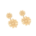 Boucles d'oreilles tournesol dorées avec finition métal brossé et design floral double - Style Pendentif Tournesol Double Couche (1#)