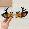 Mollette Halloween corna di cervo con zucca e ragnatela glitterata per bimbe piccole - Corno di Drago Zucca Dorata