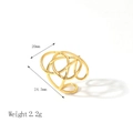 Anillo ajustable de acero inoxidable chapado en oro 18K con diseño de esfera tejida - Estilo Esférico Tejido Abstracto (YYR023152) / Dorado