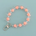 Pink heart-shaped transparent beaded keychain with silver spring clasp for bags - Peach Pink Clear Heart Style (B342-3)