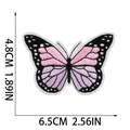 Detailed size measurement of pink and purple butterfly embroidered patch, 6.5cm wide - Pink/Purple Gradient Butterfly (W9HD-1-14)