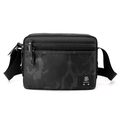Borsa a tracolla da uomo in nylon mimetico nero con scomparti multi-zip - Mimetico Nero