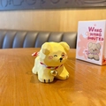 Cute yellow resin puppy dog figurine with red collar bell for desktop decor - Wang Wang Jiao Yellow Dog