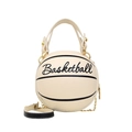 Cream basketball shaped handbag with black stripes and gold chain strap in variant view - Basketball White