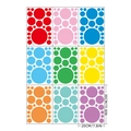 Set of 9 multi-color round decorative stickers in various sizes for wall decor - CH23023 Multicolored Dots