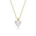 Halskette aus S925 Silber mit großem Herz Zirkonia Anhänger und goldener Gliederkette - April - Klares Herz