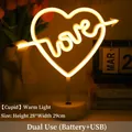 Neon heart love sign with warm yellow light on white base for home decoration - Cupid Love Warm Light