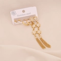 Dettaglio del set orecchini in acciaio dorato con nappe a cuore e fiori smaltati - 2# Fiore Bianco