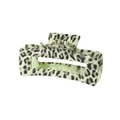 10,5cm Haarklammer mit Leopardenmuster in Hellgrün und Grau für das Haarstyling - Einzelverpackung / Blassgrüner Leopardenprint