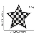 Checkered star embroidered patch for clothing with 7.4cm size and 1.9g weight details - Checkerboard Star Patch 8# (Black & White)