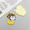 Cute Christmas penguin in cupcake enamel pendant with gold finish for DIY jewelry - Christmas Ice Cream Penguin (24x29mm)