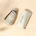 Mini beige flat five-fold pocket umbrella with UPF 50+ sun protection storage bag - Off White