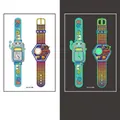 Luminous robot and pirate watch tattoos for kids with glow in the dark feature - Luminous Watch Style (WS-K189)