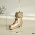 Golden Christmas boot ornament with glitter finish and furry trim, 6cm x 5cm size - Boots
