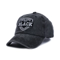 Berretto da baseball vintage in cotone lavato grigio scuro con ricamo a scudo - Nero / Regolabile