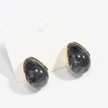 Orecchini a U in resina marmorizzata nero e grigio con bordo in metallo dorato - Goccia Marmo Nero Grigio (Oro)