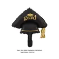 Mini matte black graduation cap balloon with golden grad text for ceremony decor 32x37cm - Mini Matte Graduation Hat Balloon