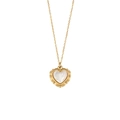 Collana cuore dorata con inserto in madreperla bianca e bordo perlato elegante - Oro (Conchiglia Bianca)