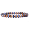 6mm natural stone beaded bracelet with blue and orange agate patterns for women - Blue Orange Texture Agate