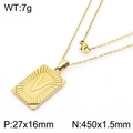 18k gold plated stainless steel necklace with square pendant engraved with letter V - Letter V (KN236574-GG)