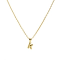 Polished 18k gold plated necklace featuring a minimalist puff balloon letter K pendant - Letter K