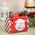 Red Christmas mailbox tin gift box with Santa Claus illustration and festive stripes - Chibi Santa