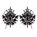 Black leaf-shaped acrylic rhinestone chest stickers for EDM festivals and party rave - Pattern 112-2